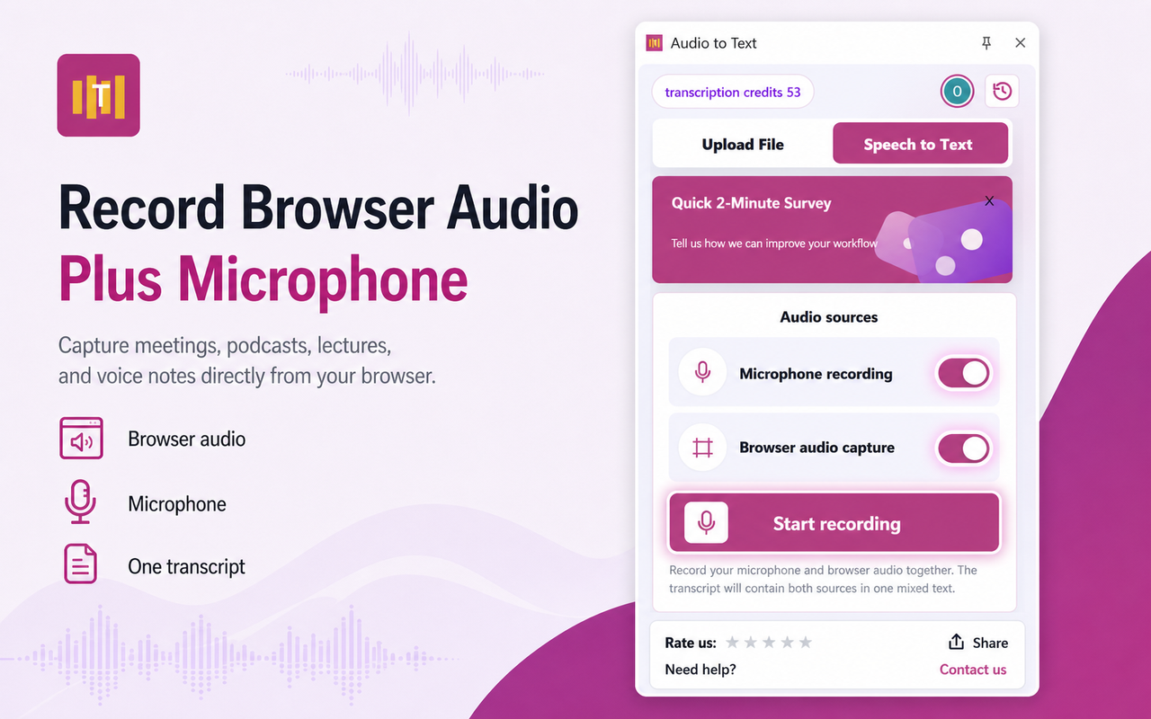 Transcription progress screen for the product